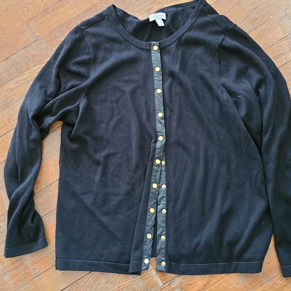 Charter Club Sweater 2X Black w/Gold Snap Buttons - Picture 3 of 6